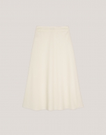 Beige crepe flare midi skirt