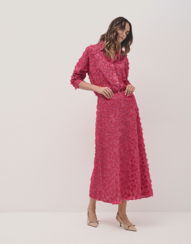 Raspberry midi fill coupé skirt with circle design