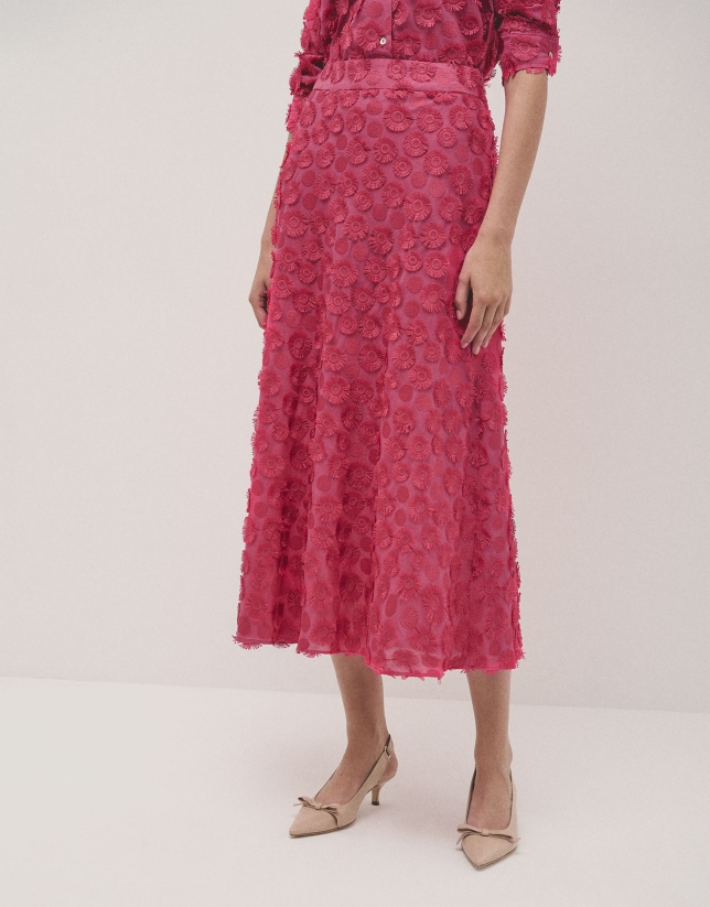 Raspberry midi fill coupé skirt with circle design