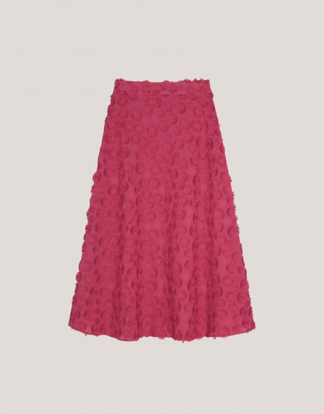 Raspberry midi fill coupé skirt with circle design