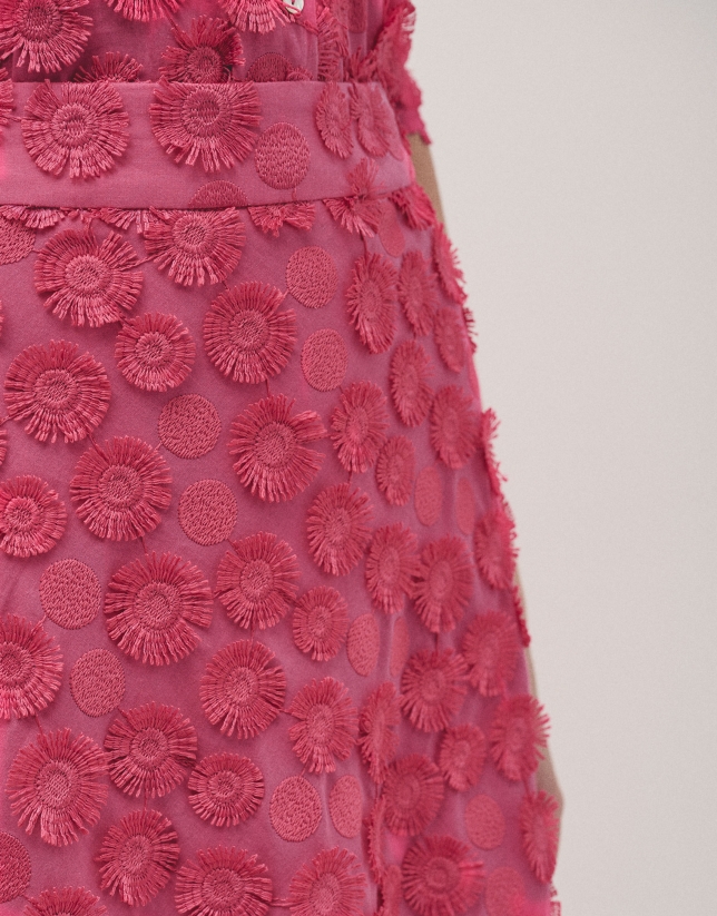 Raspberry midi fill coupé skirt with circle design