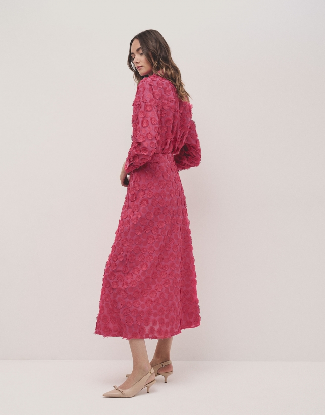 Raspberry midi fill coupé skirt with circle design