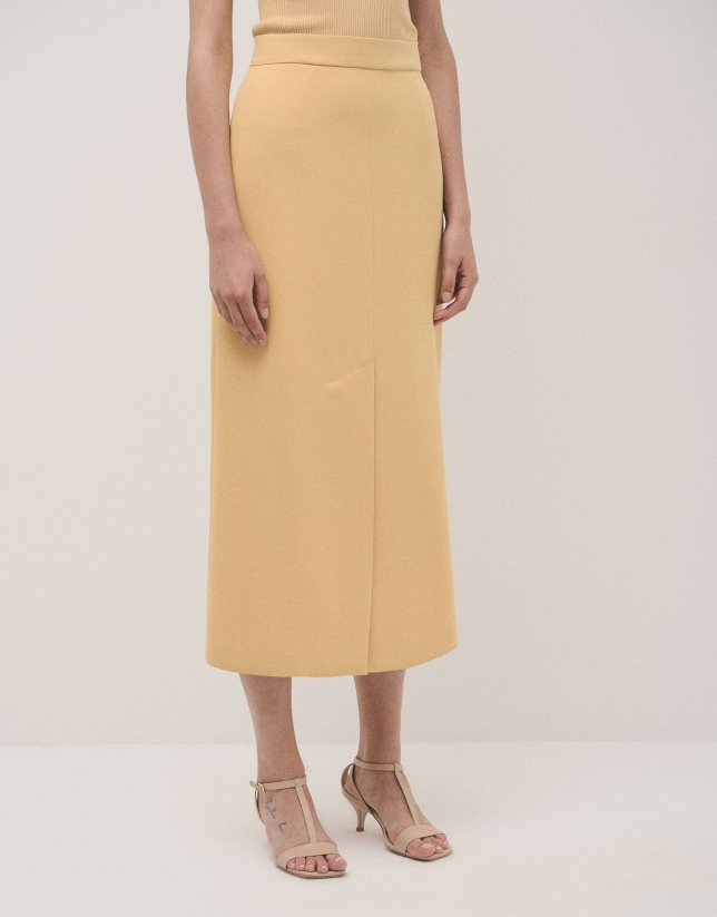 Mustard crepe pencil skirt Woman AW2024 Roberto Verino