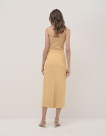 Mustard crepe pencil skirt