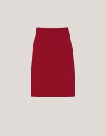 Red midi crepe skirt