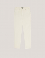 Beige high- waisted slim denim pants 