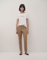 Camel high- waisted slim denim pants 