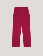 Raspberry straight crepe pants with darts