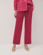 Raspberry straight crepe pants with darts