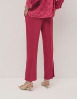 Raspberry straight crepe pants with darts