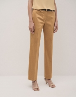 Mustard straight cotton satin pants