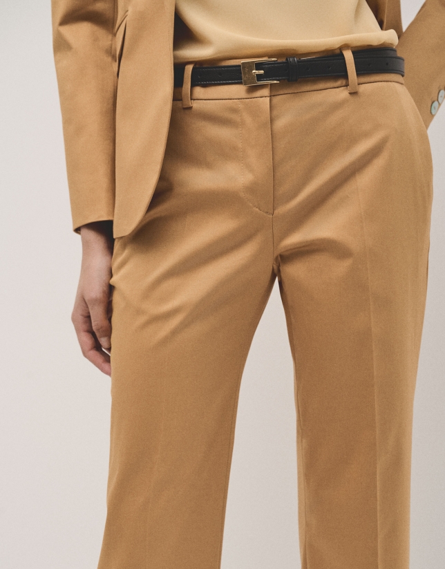 Mustard straight cotton satin pants