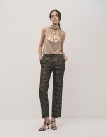 Straight jacquard golden waves pants