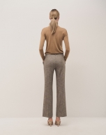 Beige and blue straight microprint pants