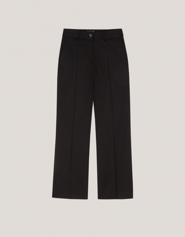 Black straight pinstripe pants