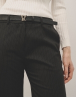 Black straight pinstripe pants