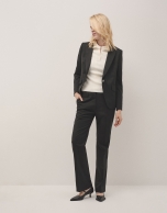 Black straight pinstripe pants