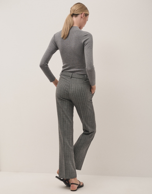 Marengo gray straight herringbone pants