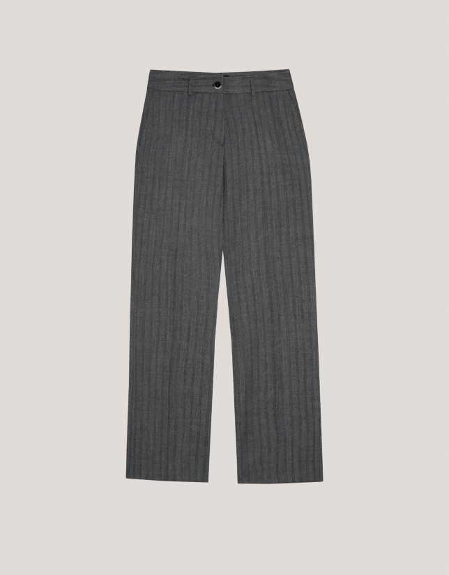 Marengo gray straight herringbone pants