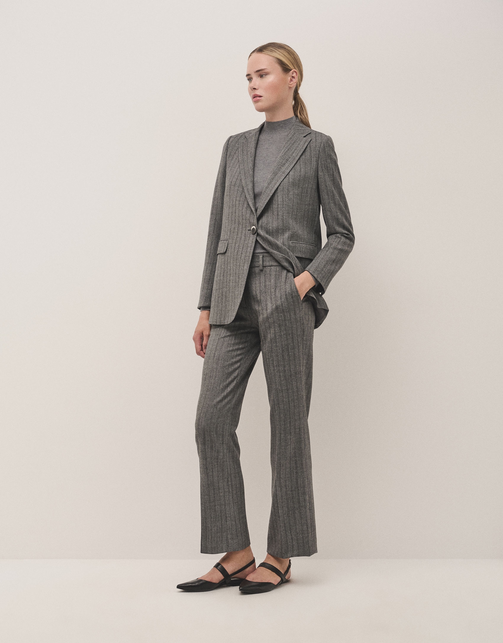 Marengo gray straight herringbone pants