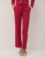 Red straight crepe pants 