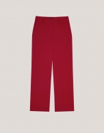 Red straight crepe pants 