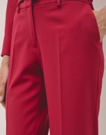 Red straight crepe pants 