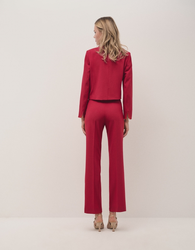 Red straight crepe pants 