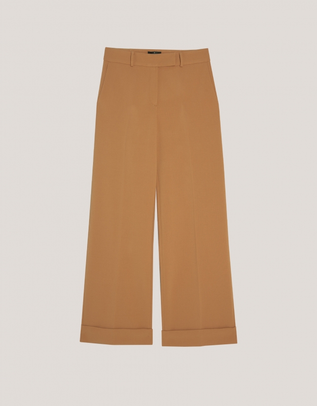 Tile colored double crepe tailored pants