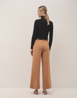 Tile colored double crepe tailored pants