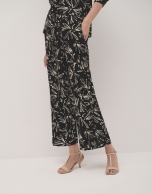 Black and beige floral print palazzo pants