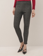 Grey elastic herringbone leggings 