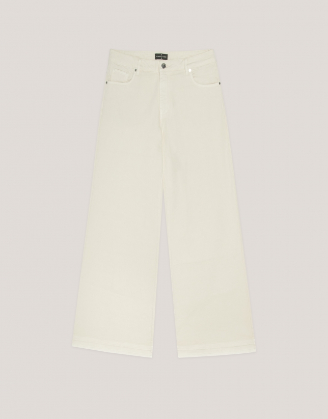 Wide ecru denim trousers