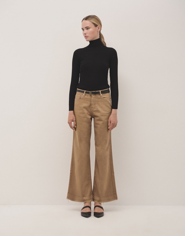 Wide beige denim trousers