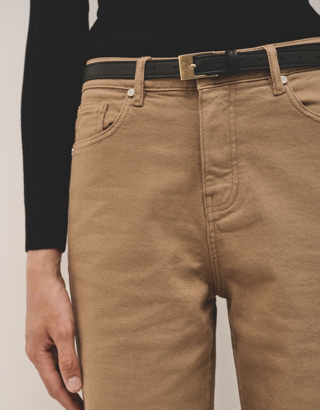 Pantalón ancho vaquero beige