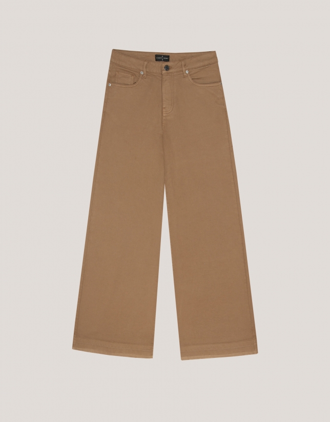 Pantalón ancho vaquero beige