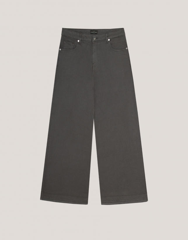 Wide grey denim trousers