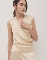 Light beige satin crossbody top 