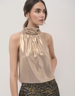 Golden lamé halter neck top