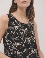 Black and beige floral tank top