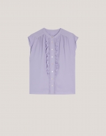 Lilac light crepe blouse with tucks