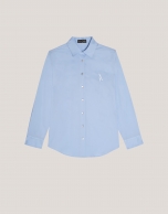 Blue men's shirt with RV logo enbroidery