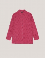 Raspberry oversize fil coupé blouse with circle design