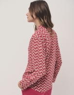 Raspberry men's shirt in flaire chiffon zigzag design