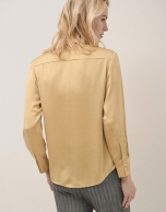 Mustard satin men's shirt 