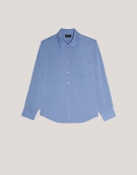 Blue satin men's shirt 