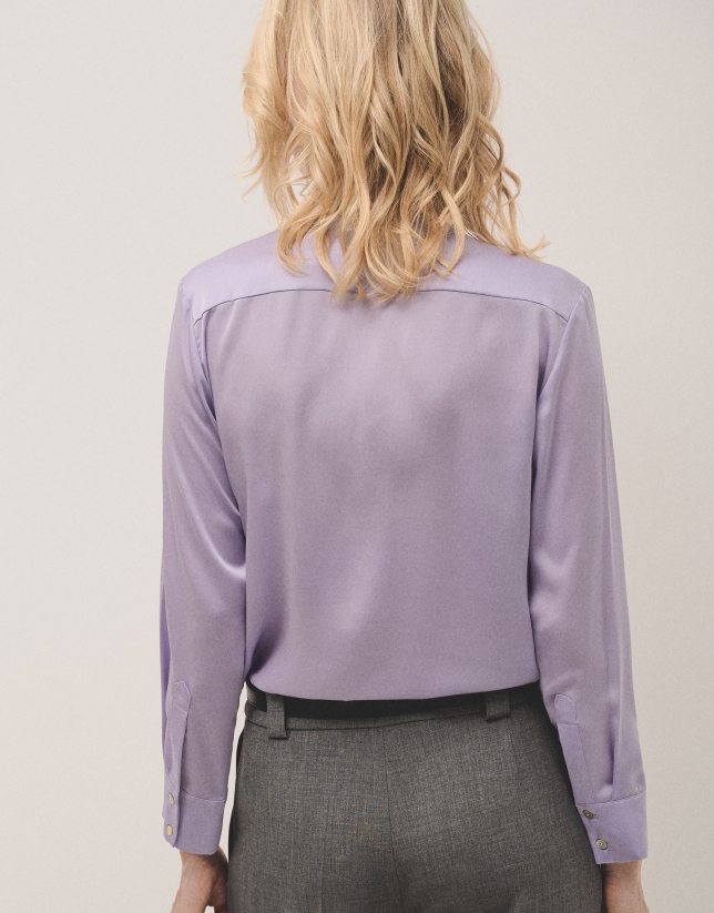 Lilac satin men's shirt 