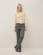 Blouse with bow in mustard flaire crepe