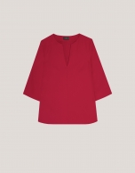 Raspberry crepe oversize blouse with side slits