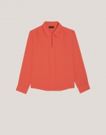 Long sleeve blouse in orange flaire crepe